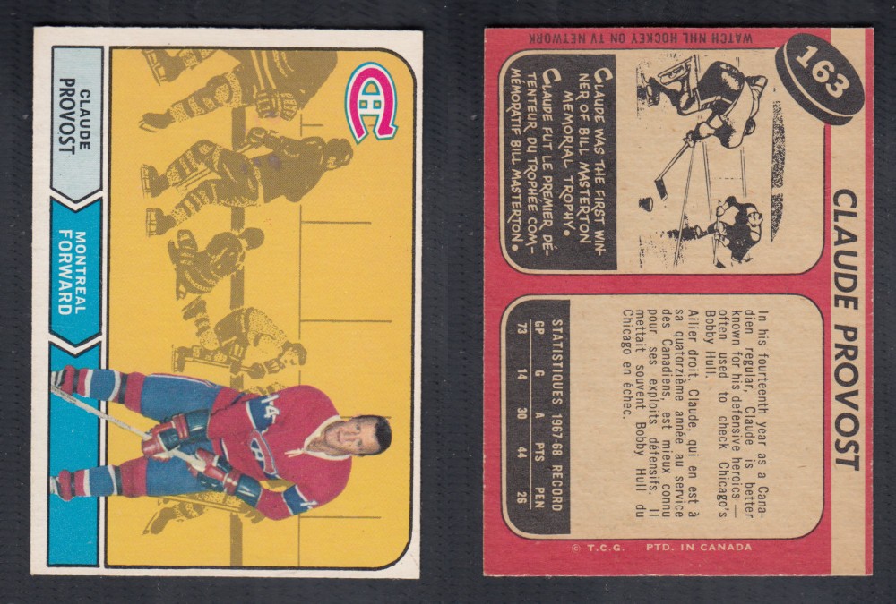 1968-69 O-PEE-CHEE HOCKEY CARD #163 C. PROVOST photo 1968-69 O-PEE-CHEE HOCKEY CARD #163 C. PROVOST photo