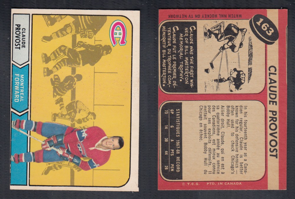 1968-69 O-PEE-CHEE HOCKEY CARD #163 C. PROVOST photo 1968-69 O-PEE-CHEE HOCKEY CARD #163 C. PROVOST photo