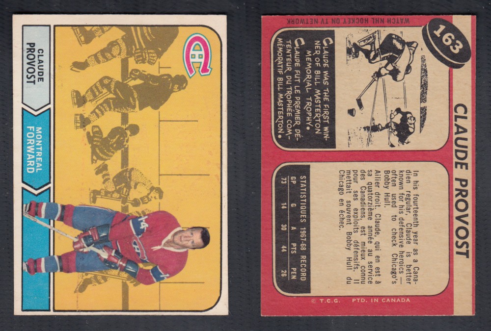 1968-69 O-PEE-CHEE HOCKEY CARD #163 C. PROVOST photo 1968-69 O-PEE-CHEE HOCKEY CARD #163 C. PROVOST photo
