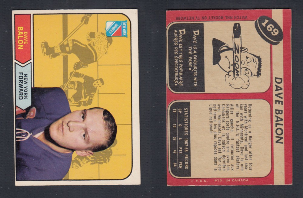 1968-69 O-PEE-CHEE HOCKEY CARD #169 D. BALON photo 1968-69 O-PEE-CHEE HOCKEY CARD #169 D. BALON photo