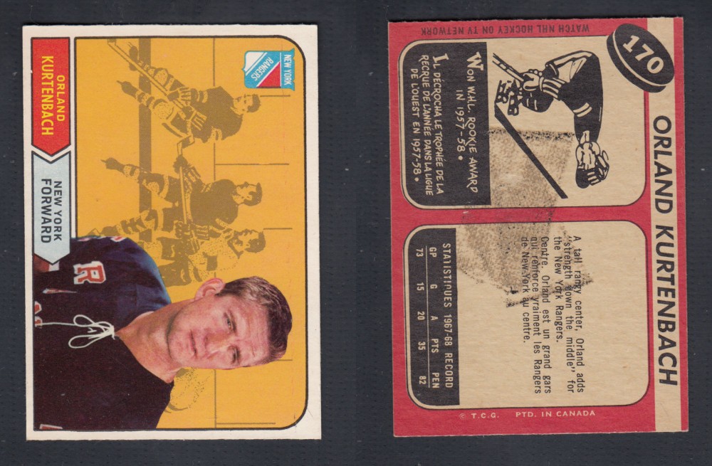 1968-69 O-PEE-CHEE HOCKEY CARD #170 O. KURTENBACH photo 1968-69 O-PEE-CHEE HOCKEY CARD #170 O. KURTENBACH photo