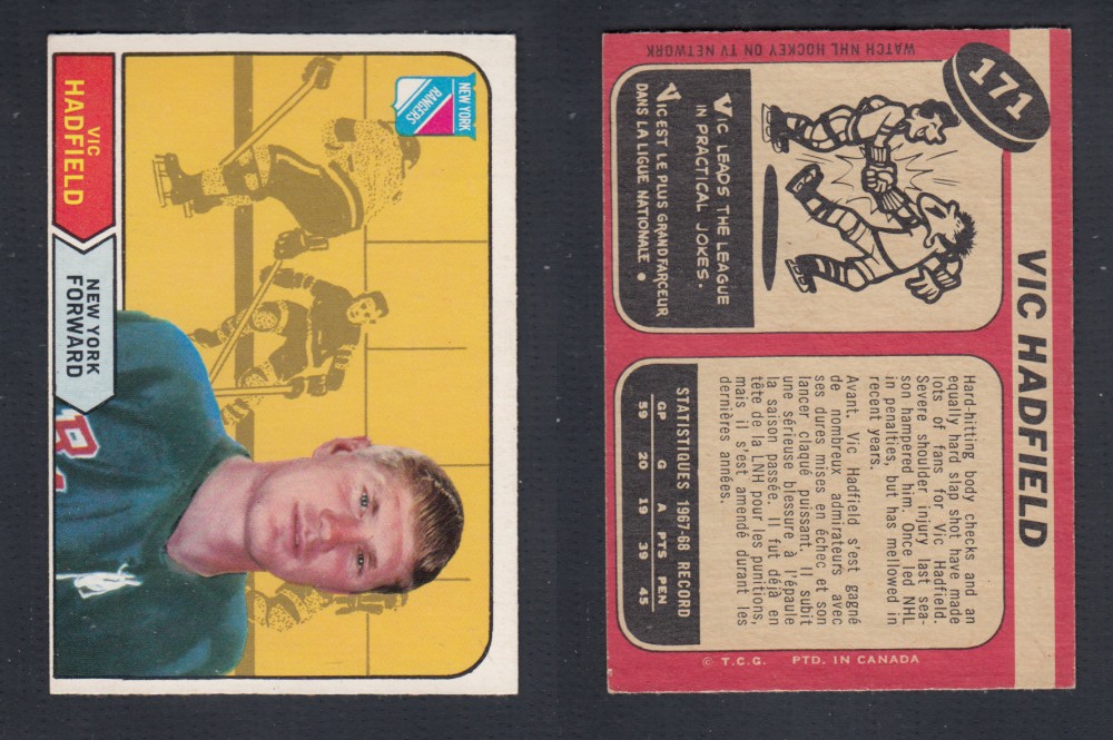 1968-69 O-PEE-CHEE HOCKEY CARD #171 V. HADFIELD photo 1968-69 O-PEE-CHEE HOCKEY CARD #171 V. HADFIELD photo