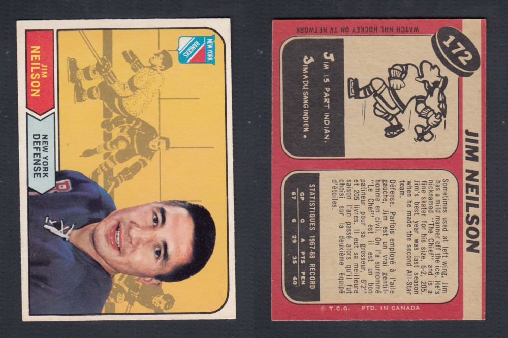 1968-69 O-PEE-CHEE HOCKEY CARD #172 J. NEILSON photo 1968-69 O-PEE-CHEE HOCKEY CARD #172 J. NEILSON photo