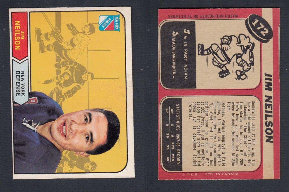 1968-69 O-PEE-CHEE HOCKEY CARD #172 J. NEILSON photo 1968-69 O-PEE-CHEE HOCKEY CARD #172 J. NEILSON photo