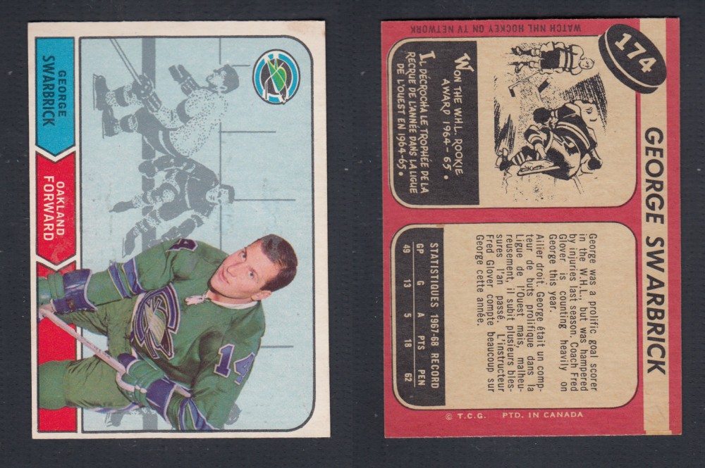 1968-69 O-PEE-CHEE HOCKEY CARD #174 G. SWARBRICK photo 1968-69 O-PEE-CHEE HOCKEY CARD #174 G. SWARBRICK photo