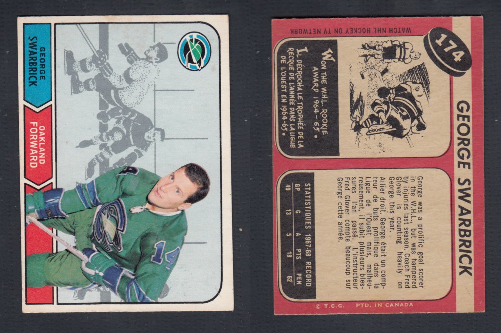 1968-69 O-PEE-CHEE HOCKEY CARD #174 G. SWARBRICK photo 1968-69 O-PEE-CHEE HOCKEY CARD #174 G. SWARBRICK photo