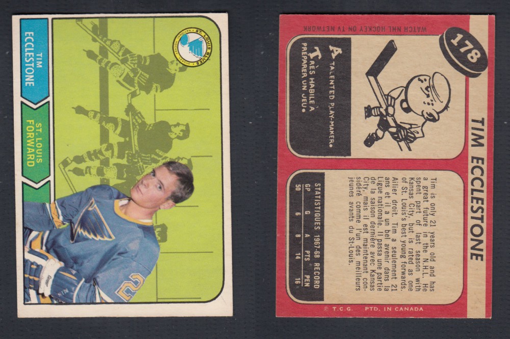 1968-69 O-PEE-CHEE HOCKEY CARD #178 T. ECCLESTONE photo 1968-69 O-PEE-CHEE HOCKEY CARD #178 T. ECCLESTONE photo