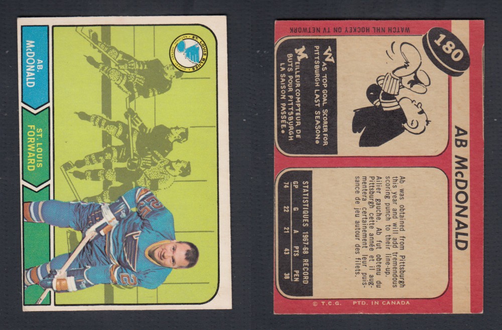 1968-69 O-PEE-CHEE HOCKEY CARD #180 A. MCDONALD photo 1968-69 O-PEE-CHEE HOCKEY CARD #180 A. MCDONALD photo