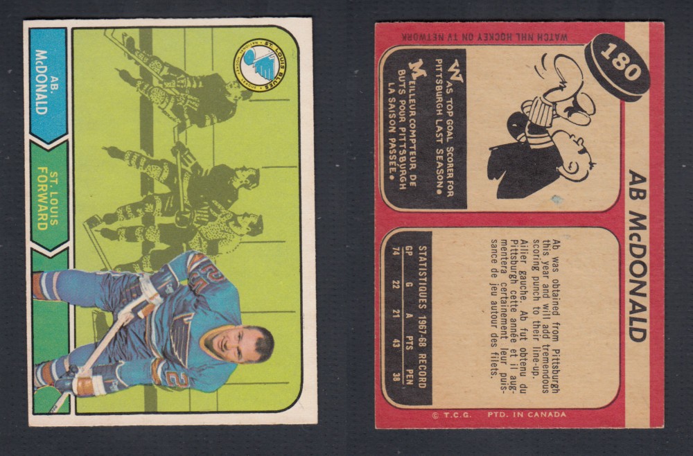 1968-69 O-PEE-CHEE HOCKEY CARD #180 A. MCDONALD photo 1968-69 O-PEE-CHEE HOCKEY CARD #180 A. MCDONALD photo
