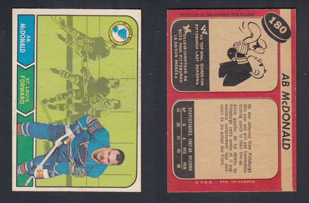 1968-69 O-PEE-CHEE HOCKEY CARD #180 A. MCDONALD photo 1968-69 O-PEE-CHEE HOCKEY CARD #180 A. MCDONALD photo