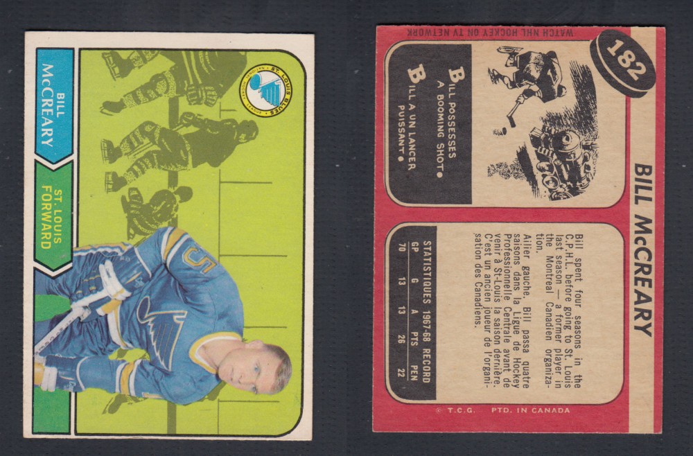 1968-69 O-PEE-CHEE HOCKEY CARD #182 B. MCCREARY photo 1968-69 O-PEE-CHEE HOCKEY CARD #182 B. MCCREARY photo