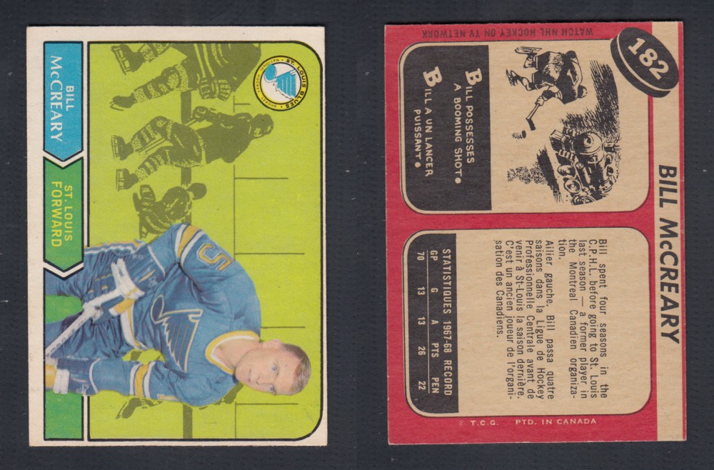 1968-69 O-PEE-CHEE HOCKEY CARD #182 B. MCCREARY photo 1968-69 O-PEE-CHEE HOCKEY CARD #182 B. MCCREARY photo