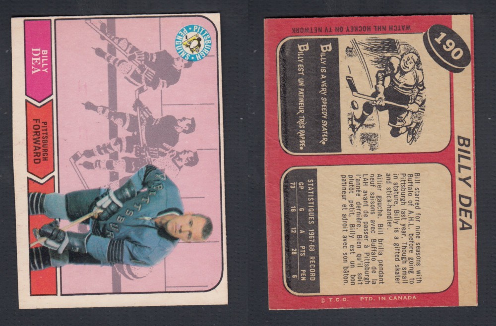1968-69 O-PEE-CHEE HOCKEY CARD #190 B. DEA photo 1968-69 O-PEE-CHEE HOCKEY CARD #190 B. DEA photo