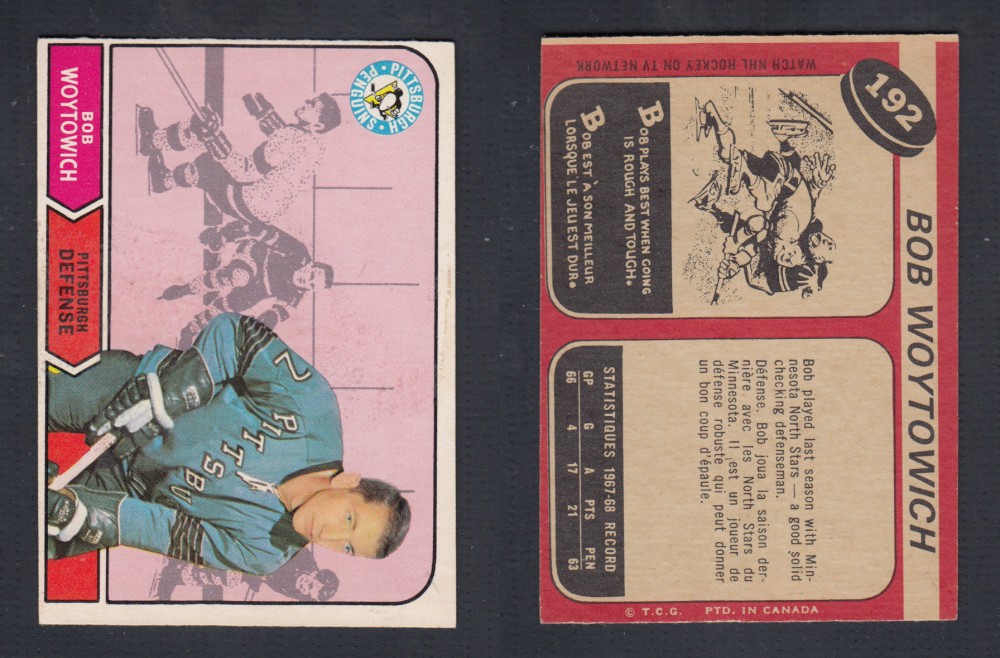1968-69 O-PEE-CHEE HOCKEY CARD #192 B. WOYTOWICH photo 1968-69 O-PEE-CHEE HOCKEY CARD #192 B. WOYTOWICH photo