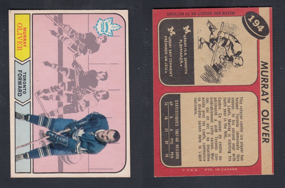 1968-69 O-PEE-CHEE HOCKEY CARD #194 M. OLIVER photo 1968-69 O-PEE-CHEE HOCKEY CARD #194 M. OLIVER photo