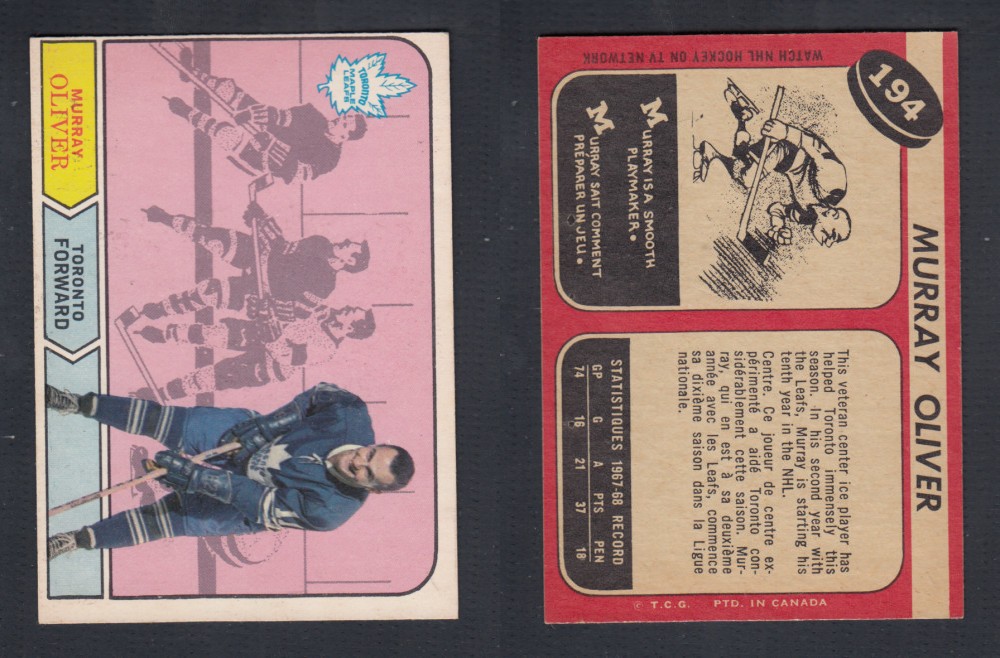 1968-69 O-PEE-CHEE HOCKEY CARD #194 M. OLIVER photo 1968-69 O-PEE-CHEE HOCKEY CARD #194 M. OLIVER photo