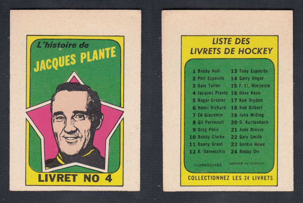 1971-72 O-PEE-CHEE STORY BOOKLET FRENCH #4 J. PLANTE photo 1971-72 O-PEE-CHEE STORY BOOKLET FRENCH #4 J. PLANTE photo