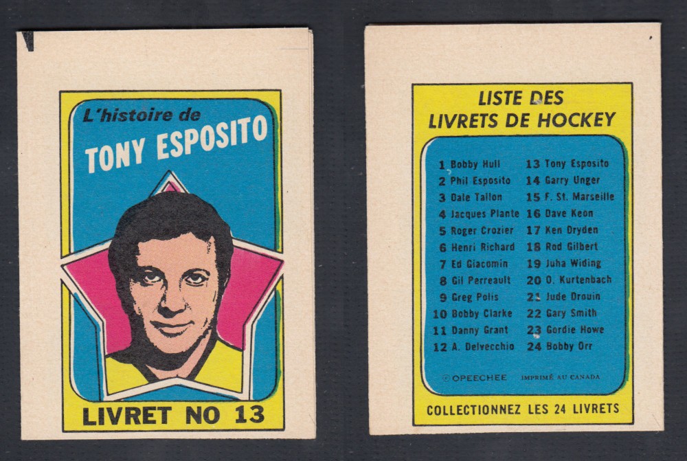 1971-72 O-PEE-CHEE STORY BOOKLET FRENCH #13 T. ESPOSITO photo 1971-72 O-PEE-CHEE STORY BOOKLET FRENCH #13 T. ESPOSITO photo
