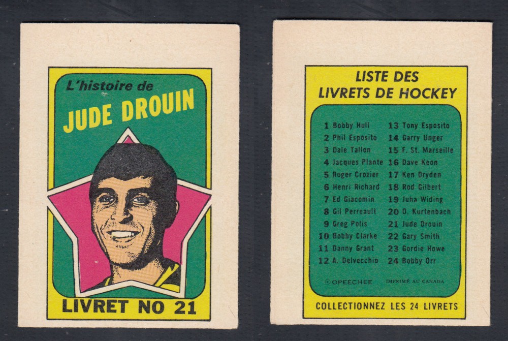 1971-72 O-PEE-CHEE STORY BOOKLET FRENCH #21 J. DROUIN photo 1971-72 O-PEE-CHEE STORY BOOKLET FRENCH #21 J. DROUIN photo