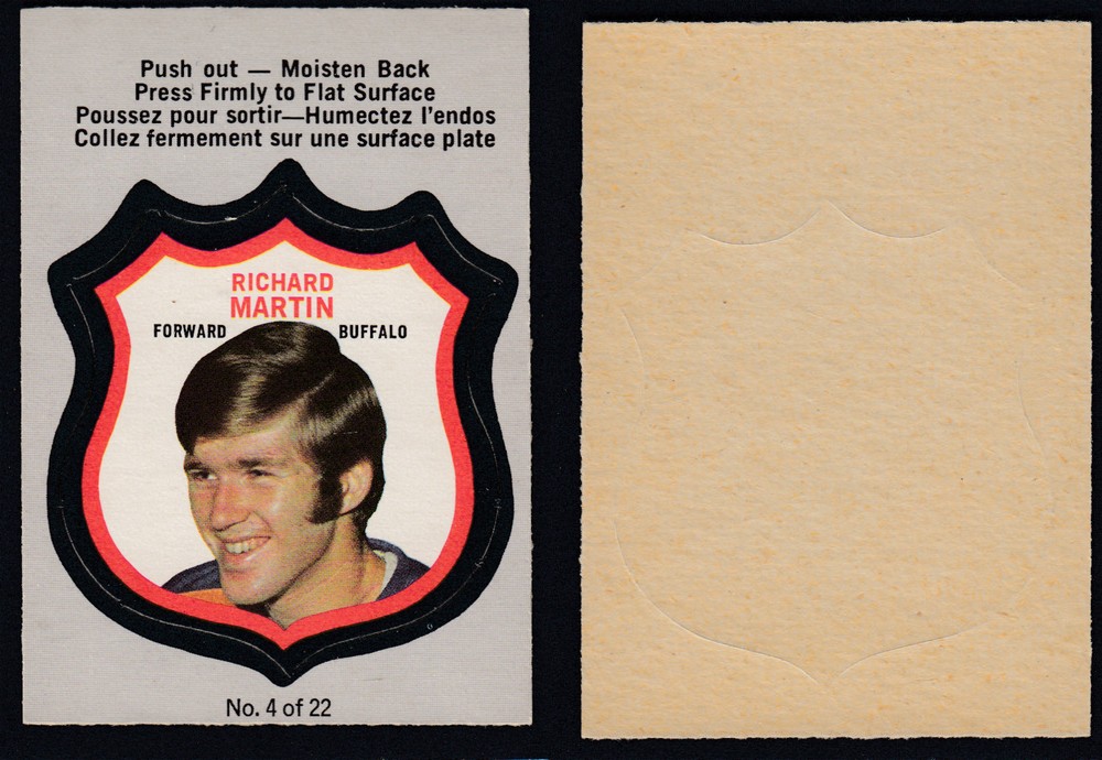 1972-73 O-PEE-CHEE PLAYER CREST #4 R. MARTIN photo 1972-73 O-PEE-CHEE PLAYER CREST #4 R. MARTIN photo