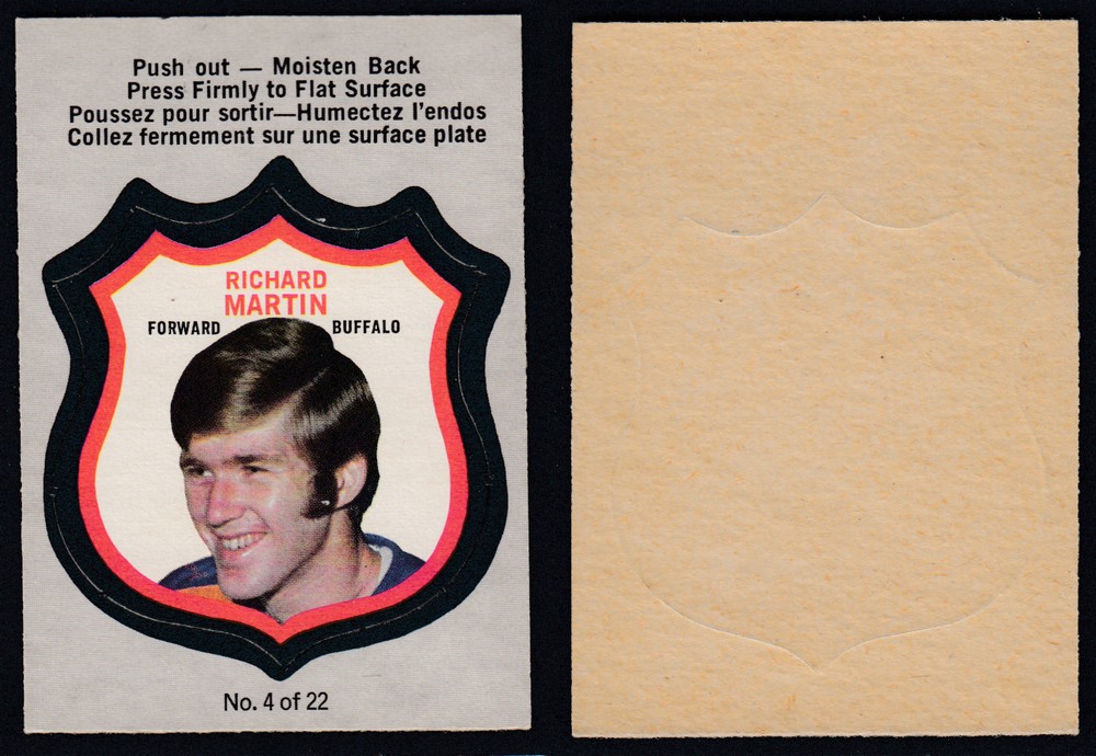 1972-73 O-PEE-CHEE PLAYER CREST #4 R. MARTIN photo 1972-73 O-PEE-CHEE PLAYER CREST #4 R. MARTIN photo