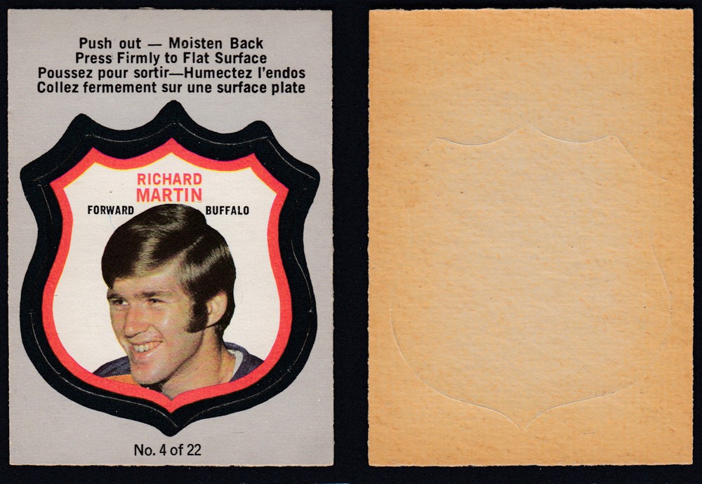 1972-73 O-PEE-CHEE PLAYER CREST #4 R. MARTIN photo 1972-73 O-PEE-CHEE PLAYER CREST #4 R. MARTIN photo