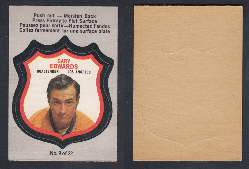 1972-73 O-PEE-CHEE PLAYER CREST #9 G. EDWARDS photo 1972-73 O-PEE-CHEE PLAYER CREST #9 G. EDWARDS photo