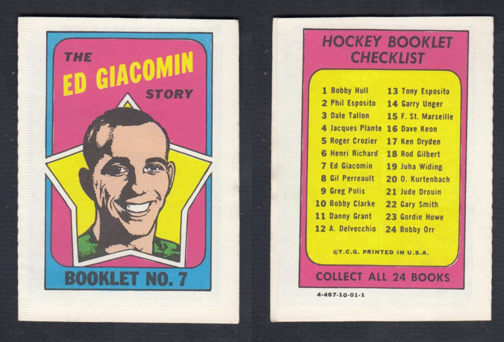 1971-72 TOPPS STORY BOOKLET #7 E. GIACOMIN photo 1971-72 TOPPS STORY BOOKLET #7 E. GIACOMIN photo