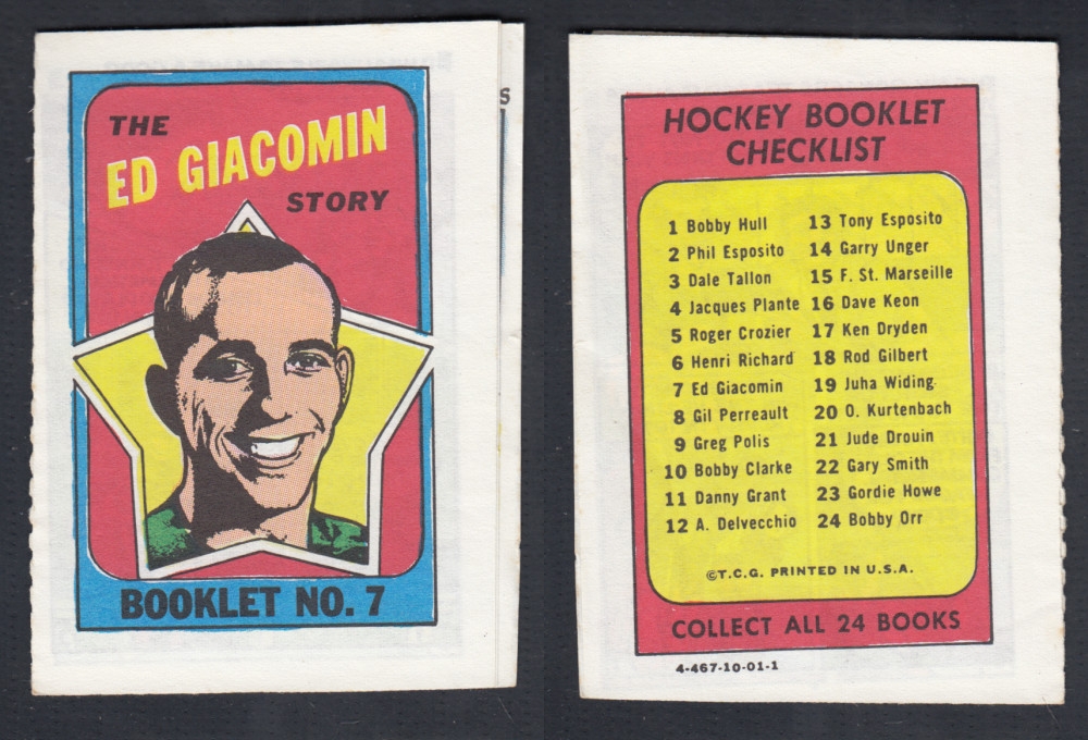 1971-72 TOPPS STORY BOOKLET #7 E. GIACOMIN photo 1971-72 TOPPS STORY BOOKLET #7 E. GIACOMIN photo
