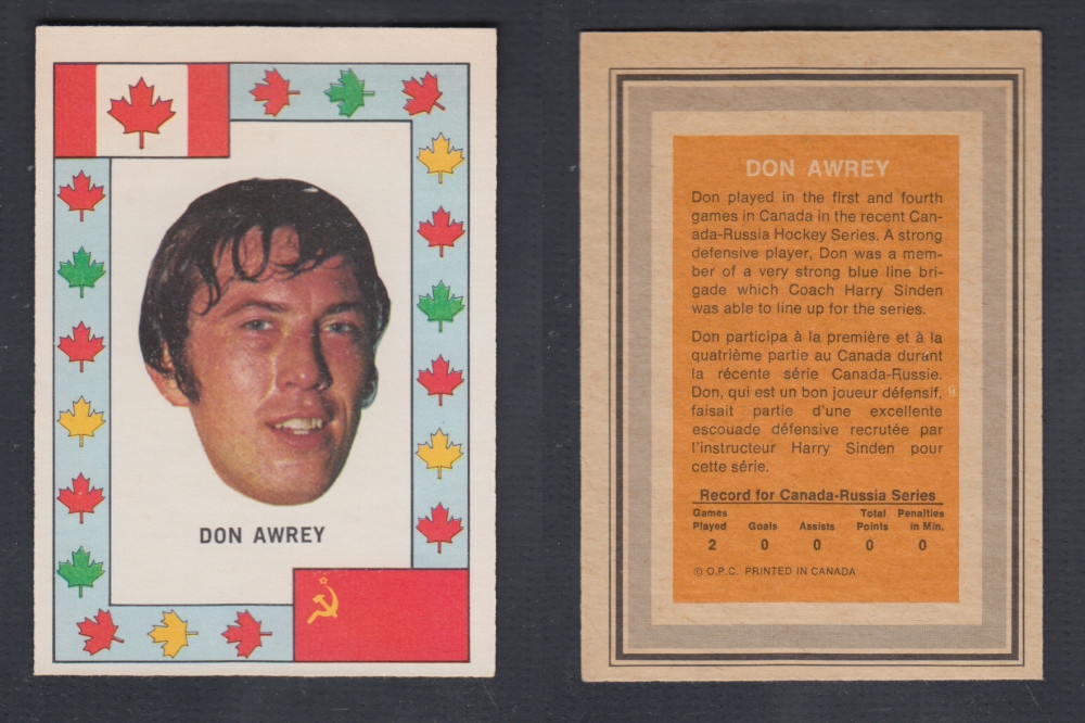 1972-73 O-PEE-CHEE TEAM CANADA D. AWREY photo 1972-73 O-PEE-CHEE TEAM CANADA D. AWREY photo