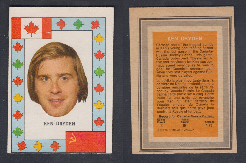 1972-73 O-PEE-CHEE TEAM CANADA K. DRYDEN photo 1972-73 O-PEE-CHEE TEAM CANADA K. DRYDEN photo