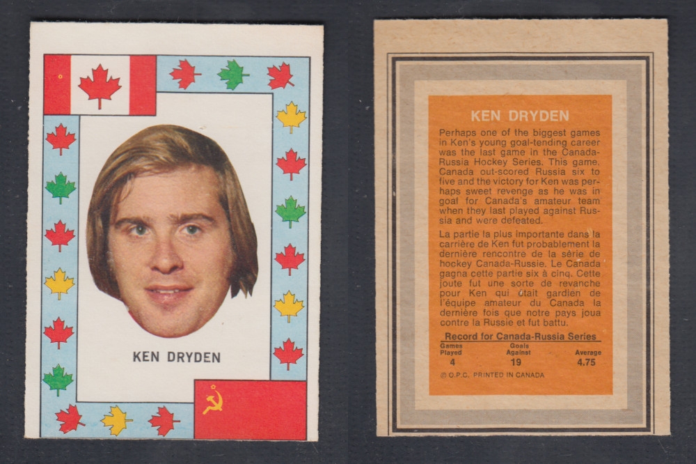 1972-73 O-PEE-CHEE TEAM CANADA K. DRYDEN photo 1972-73 O-PEE-CHEE TEAM CANADA K. DRYDEN photo