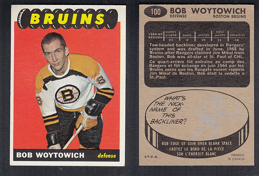 1965-66 TOPPS HOCKEY CARD #100 B. WOYTOWICH photo