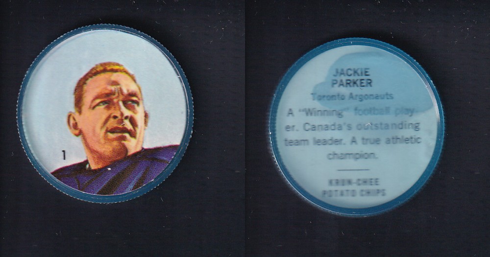 1963 CFL NALLEY'S FOOTBALL COIN #1 J. PARKER photo 1963 CFL NALLEY'S FOOTBALL COIN #1 J. PARKER photo
