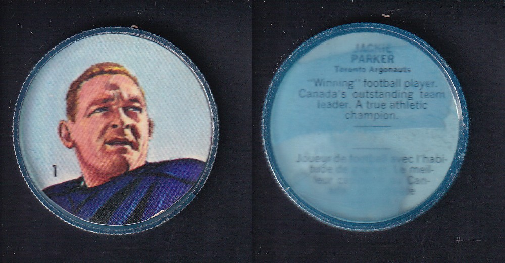 1963 CFL NALLEY'S FOOTBALL COIN #1 J. PARKER photo 1963 CFL NALLEY'S FOOTBALL COIN #1 J. PARKER photo