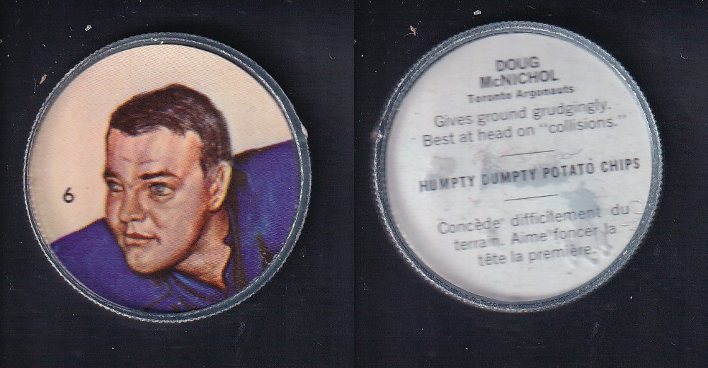 1963 CFL NALLEY'S FOOTBALL COIN #6 D. McNICHOL photo 1963 CFL NALLEY'S FOOTBALL COIN #6 D. McNICHOL photo