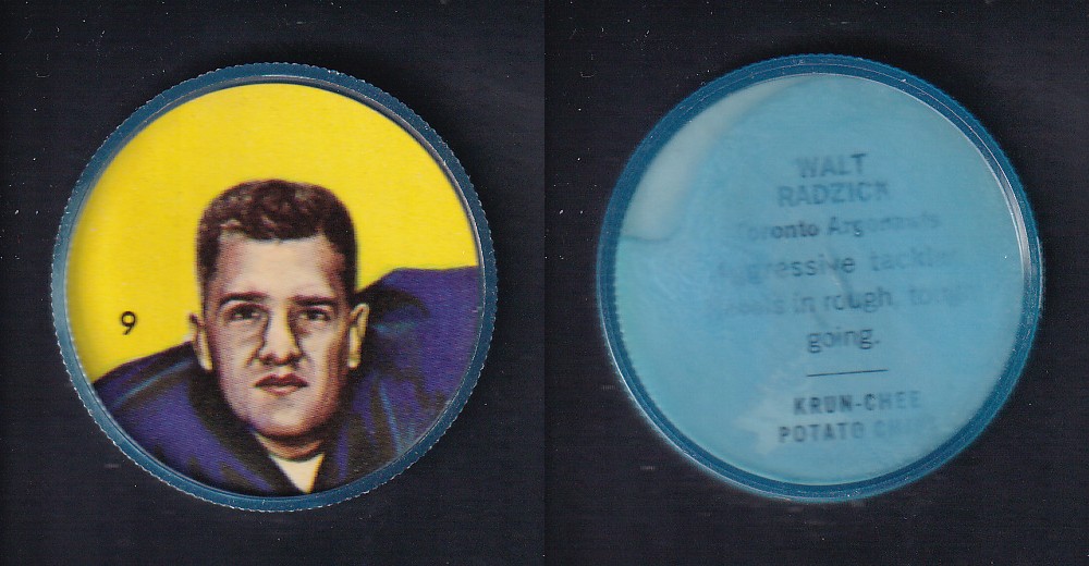 1963 CFL NALLEY'S FOOTBALL COIN #9 W. RADZICK photo 1963 CFL NALLEY'S FOOTBALL COIN #9 W. RADZICK photo