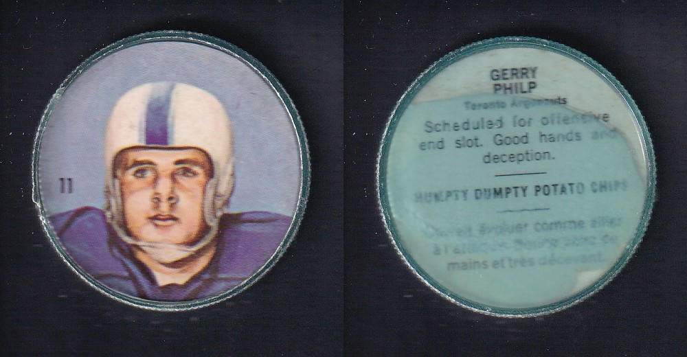 1963 CFL NALLEY'S FOOTBALL COIN #11 G. PHILP photo 1963 CFL NALLEY'S FOOTBALL COIN #11 G. PHILP photo