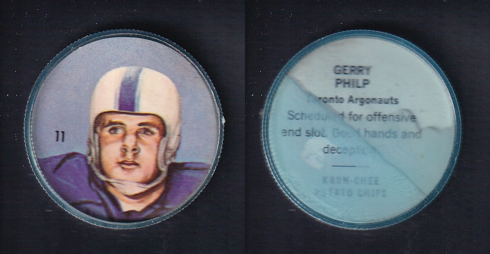 1963 CFL NALLEY'S FOOTBALL COIN #11 G. PHILP photo 1963 CFL NALLEY'S FOOTBALL COIN #11 G. PHILP photo