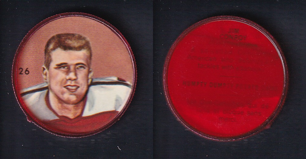 1963 CFL NALLEY'S FOOTBALL COIN #26 J. CONROY photo 1963 CFL NALLEY'S FOOTBALL COIN #26 J. CONROY photo