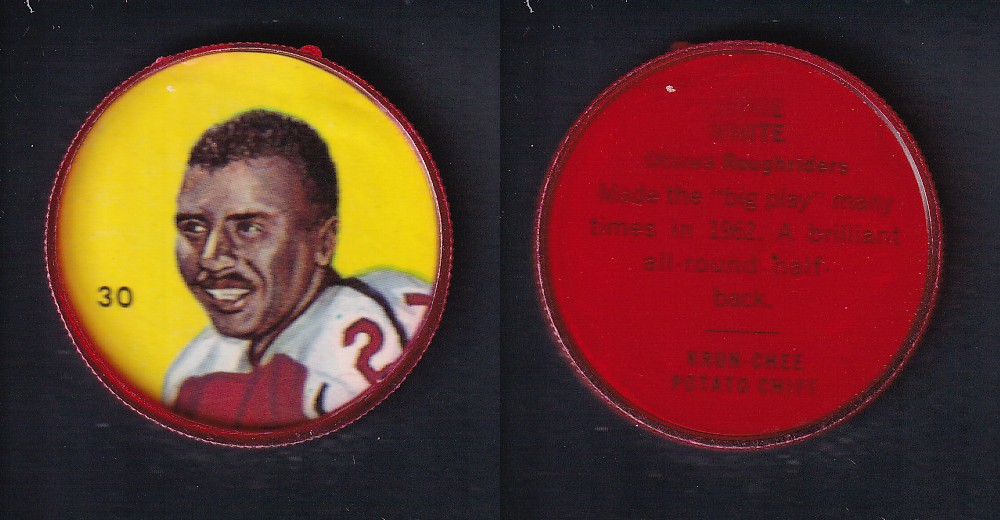 1963 CFL NALLEY'S FOOTBALL COIN #30 E. WHITE photo 1963 CFL NALLEY'S FOOTBALL COIN #30 E. WHITE photo