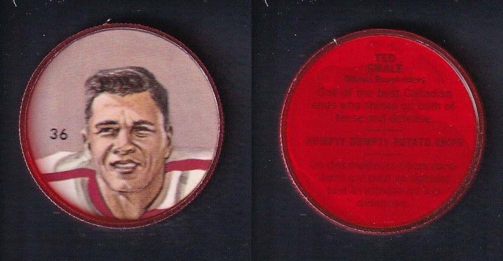 1963 CFL NALLEY'S FOOTBALL COIN #36 T. SMALE photo 1963 CFL NALLEY'S FOOTBALL COIN #36 T. SMALE photo