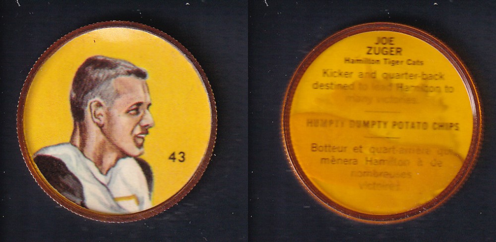 1963 CFL NALLEY'S FOOTBALL COIN #43 J. ZUGER photo 1963 CFL NALLEY'S FOOTBALL COIN #43 J. ZUGER photo