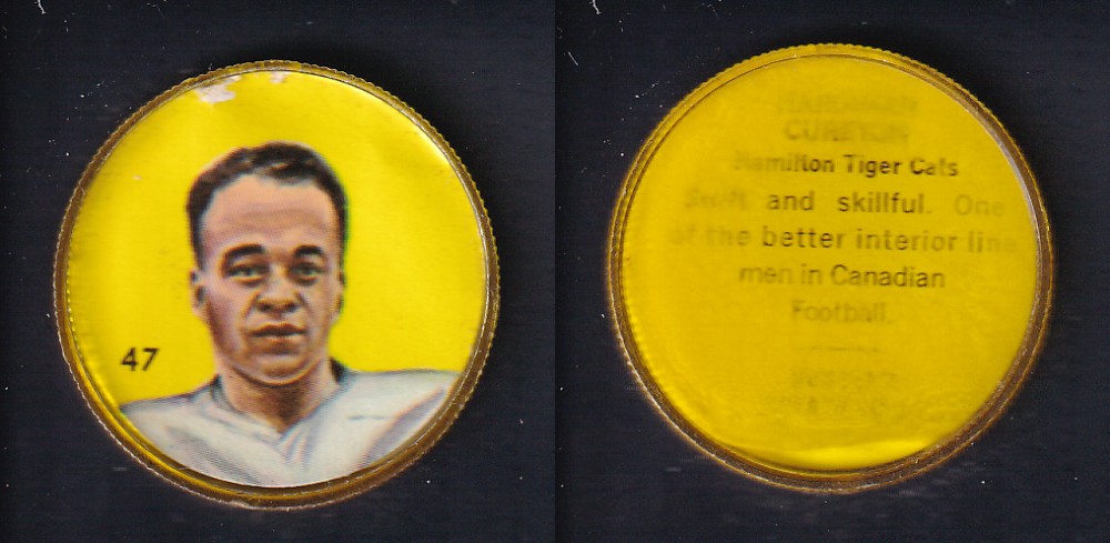 1963 CFL NALLEY'S FOOTBALL COIN #47 H. CURETON photo 1963 CFL NALLEY'S FOOTBALL COIN #47 H. CURETON photo