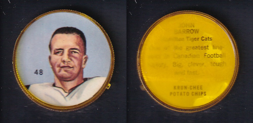 1963 CFL NALLEY'S FOOTBALL COIN #48 J. BARROW photo 1963 CFL NALLEY'S FOOTBALL COIN #48 J. BARROW photo
