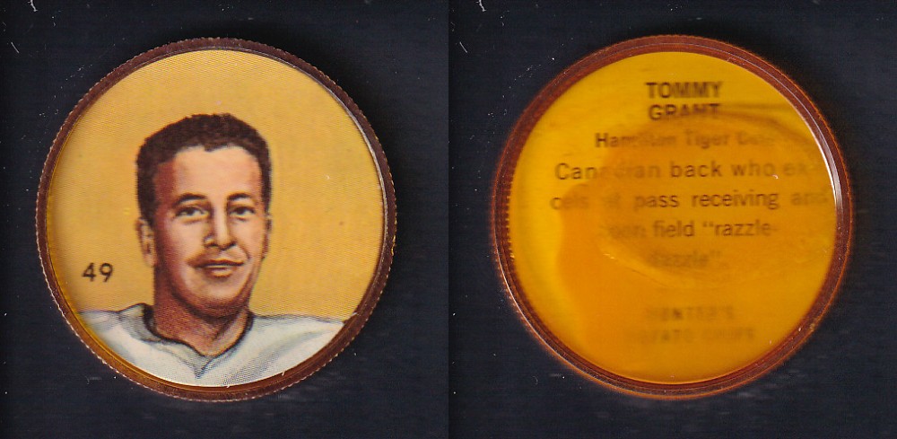 1963 CFL NALLEY'S FOOTBALL COIN #49 T. GRANT photo 1963 CFL NALLEY'S FOOTBALL COIN #49 T. GRANT photo