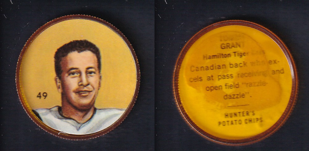 1963 CFL NALLEY'S FOOTBALL COIN #49 T. GRANT photo 1963 CFL NALLEY'S FOOTBALL COIN #49 T. GRANT photo