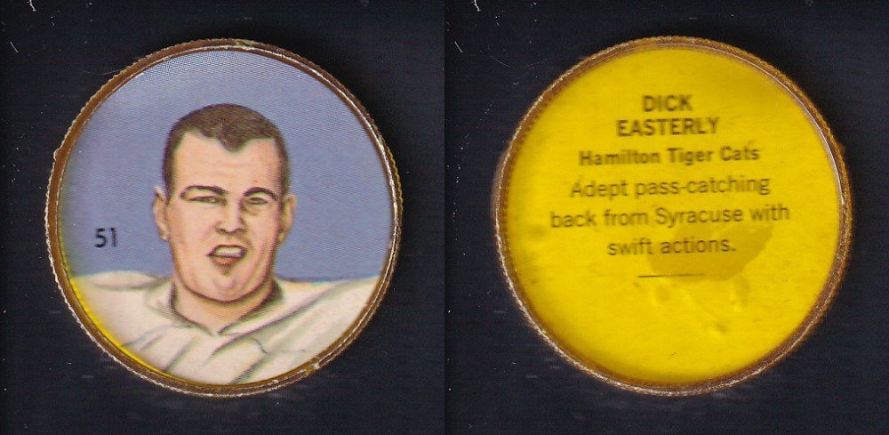 1963 CFL NALLEY'S FOOTBALL COIN #51 D. EASTERLY photo 1963 CFL NALLEY'S FOOTBALL COIN #51 D. EASTERLY photo