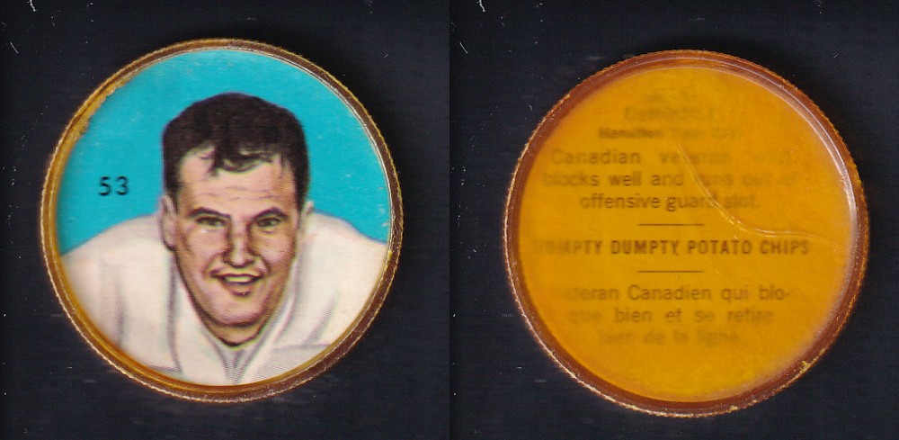 1963 CFL NALLEY'S FOOTBALL COIN #53 G. DeNOBILE photo 1963 CFL NALLEY'S FOOTBALL COIN #53 G. DeNOBILE photo