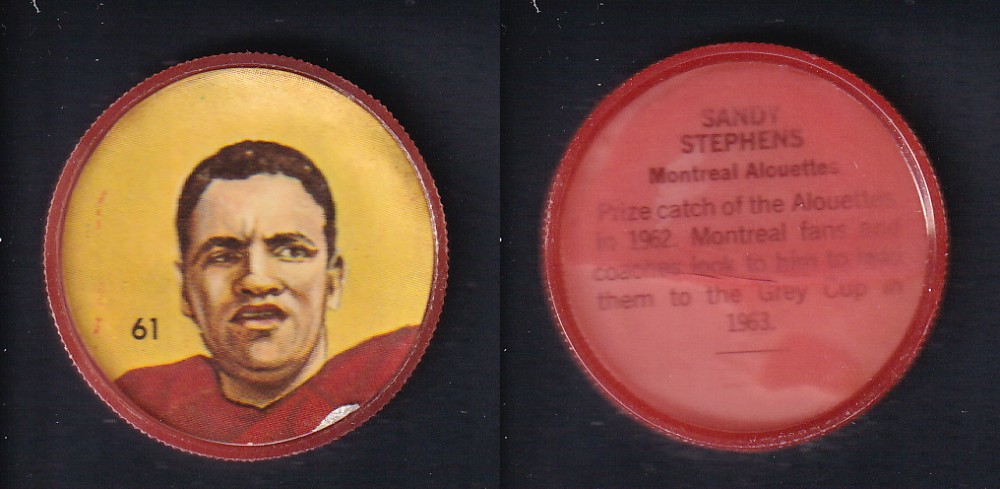 1963 CFL NALLEY'S FOOTBALL COIN #61 S. STEPHENS photo 1963 CFL NALLEY'S FOOTBALL COIN #61 S. STEPHENS photo